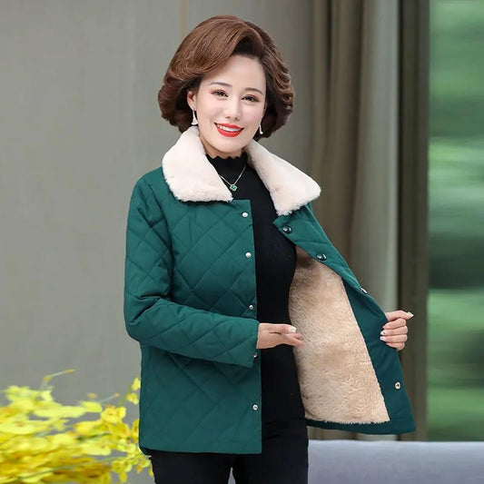 Mom Winter Plus Velvet Cotton-padded Clothes Middle-aged and Elderly Women's Clothing Lightweight Small Padded Jackets