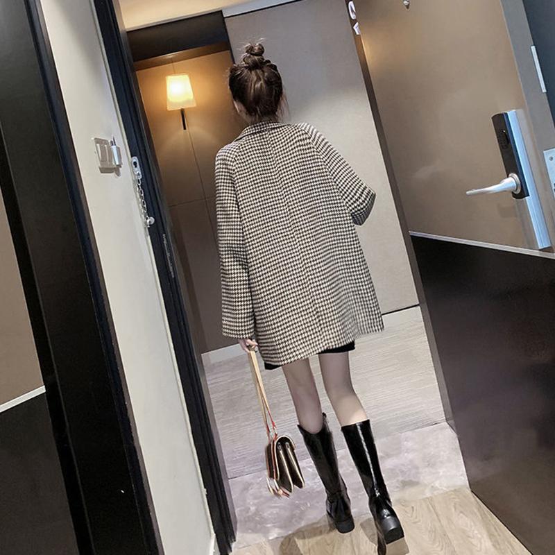 Fashion Autumn Women Plaid Blazers  Jackets Work Office Lady Suit Slim  Business Female Blazer Coat Talever