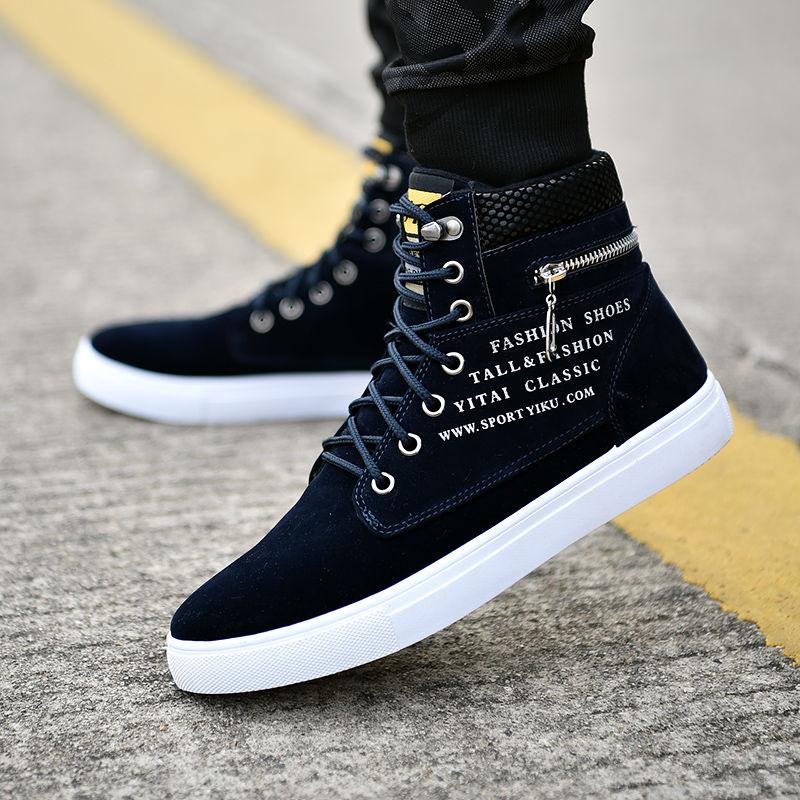 Spring and Autumn Sports High-top Shoes Men's College Style Korean Canvas Flat Casual All-match Sneakers