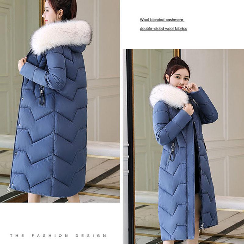 Winter Big Fur Collar Mid-length Padded Jacket Plus Size Slim Padded Jacket Fashionable Over-the-knee Female Down Padded Jacket
