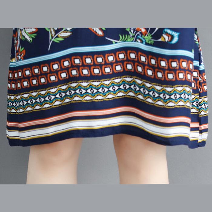 Printing  M-XXXL Printed Round Neck Dress Women Loose Plus Size Summer Polyester Short-sleeved Knee-length A-line Dress