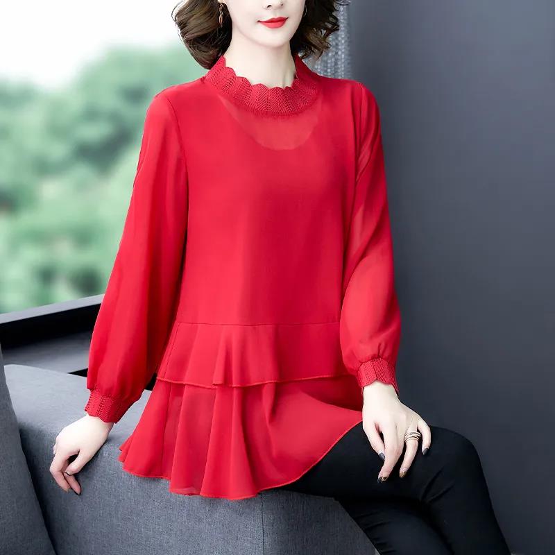 Spring Fall Sexy Women See Through Blouse Black Perspective Top Fashion Long Sleeve Transparent Sheer TShirt Pullover