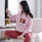 Women's Pajamas Suit Cotton Long Sleeve Home Wear Casual Loose Sleepwear Autumn Winter Female Pyjamas Tops and Pants Sets Cute Pullover