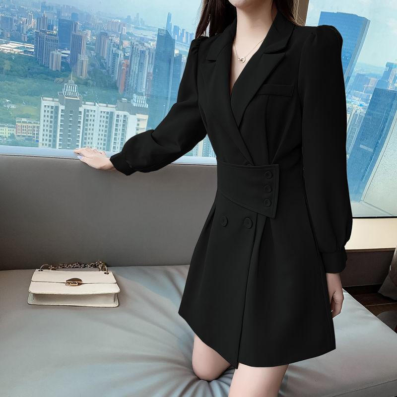 Women's Dress Long Sleeve Turn-down Collar Knee-length Daily Wear Dating Party Office