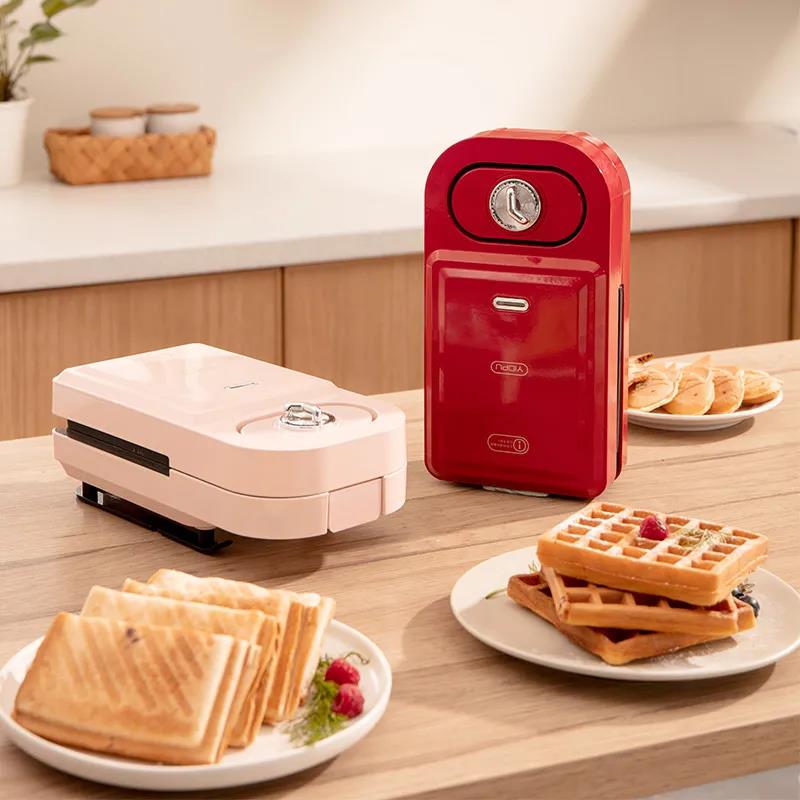 650W Breakfast Sandwich Making Machine with 5 Baking Pan Waffle Maker Bread Maker Barbecue Maker