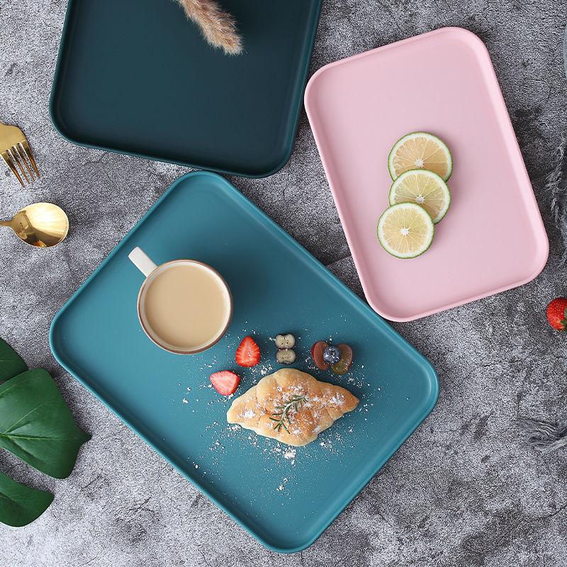 Tea Tray Plastic Tray Rectangular Household Dumplings Cake Bread Special Tray Living Room Fruit Tray Nordic Ins