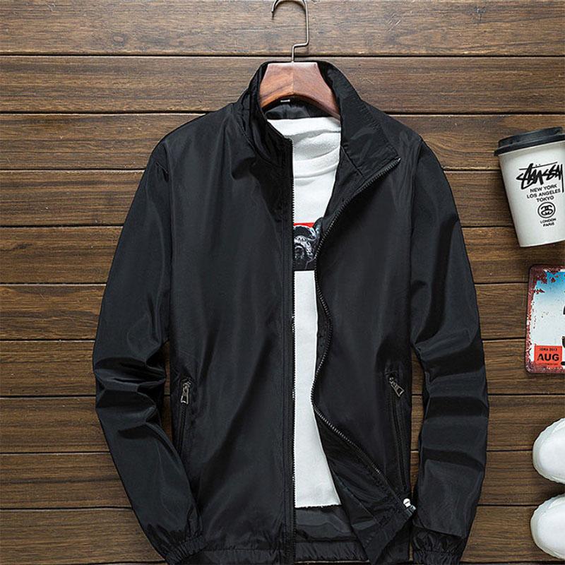 Spring and Autumn Jacket Men's Stand Collar Gown Thin Outdoor Windproof Clothes Youth Top Plus Size Sports Jacket Versatile