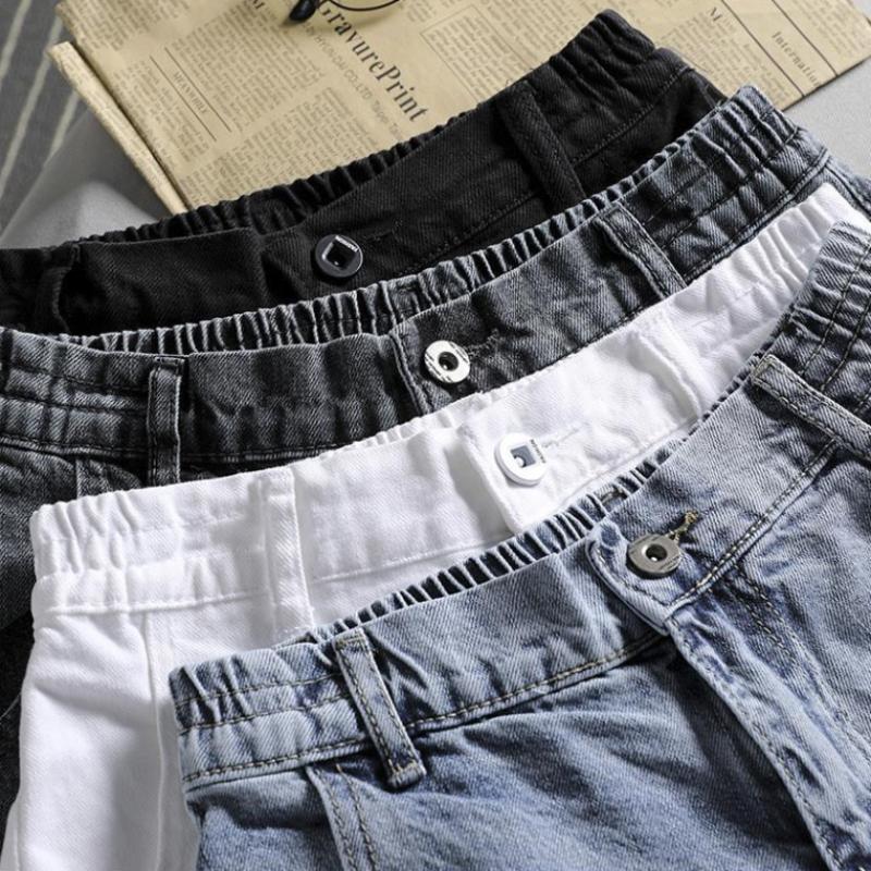 Women's Denim Shorts Summer Loose High Waist Elastic Waist Korean Style A-line Pants Casual Sports Wear Thin Shorts