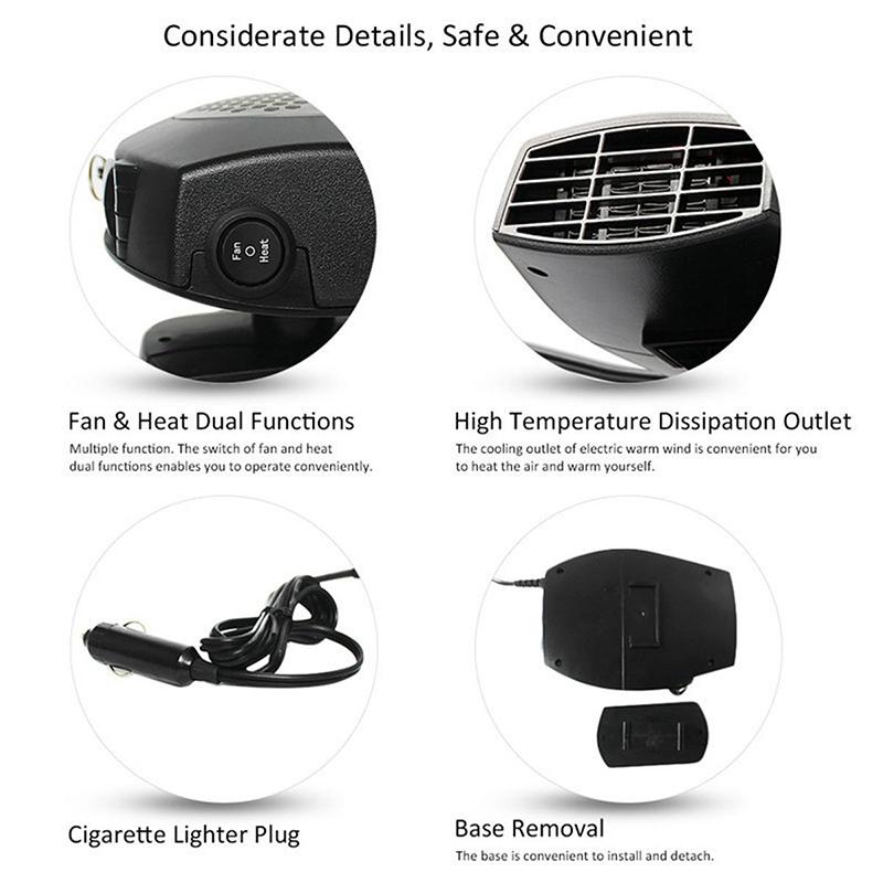12V/24V Car Electric Heater Clothes Dryer Portable Air Purifier Windshield Defroster Heater for Car Truck RV SUV