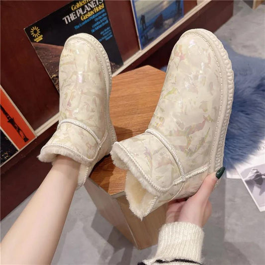 Short Tube Snow Boots Women Korean Version Plus Velvet Padded Short Boots Autumn and Winter All-match Warmth and Non-slip Cotton Shoes