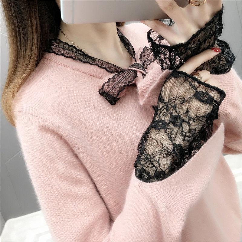 Women Sweaters Newest Long Sleeve Backless Sweater Autumn Pullover Sexy Deep V-neck Knitted Tops