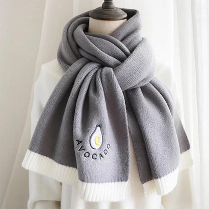 Avocado Knitted Scarf Women Winter Korean Wild Japanese Small Fresh Girl Wool Scarf
