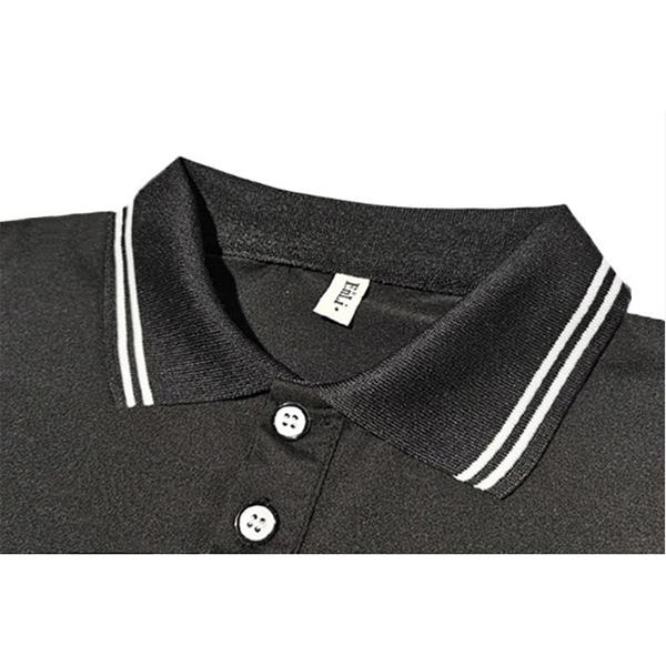 Men's Embroidered Long Sleeve Polo Shirt Cotton Large Size Lapel T-Shirt High Quality Bottoming Solid Color Top