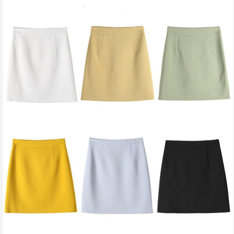 Sexy Tight A-line Women High Waist Hip Skirt Short Skirt Knee-length Zipper Elastic Waist Club Casual Home Office