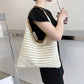 Women Casual Striped Shoulder Woven Bag Handbags Large Capacity Vintage Tote Bags