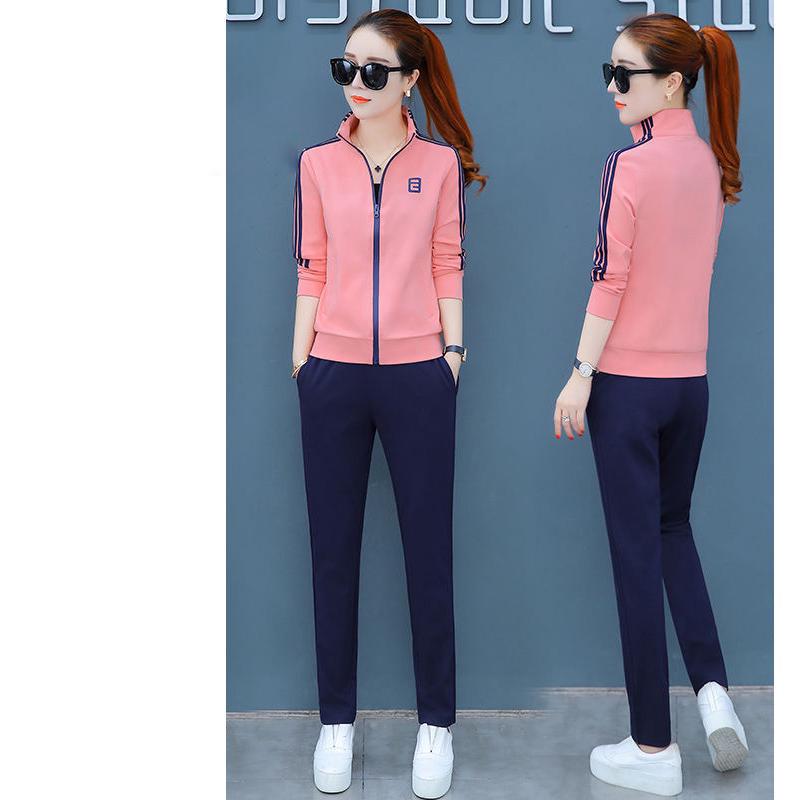 Joker Long-Sleeved Casual Sweatshirt Set Large Size Spring And Autumn Women's 2pcs Set