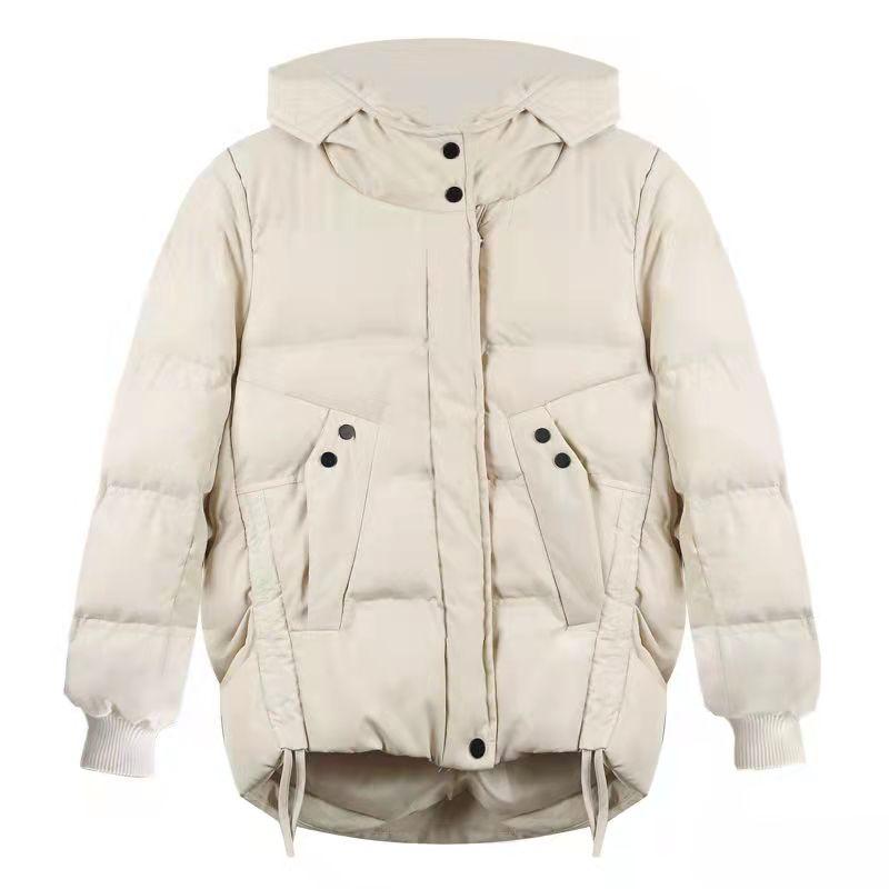 Winter Short Thickened Windproof Cold Warmth Loose INS Style Casual Slim Solid Color Ladies Hooded Coat Jacket Padded