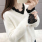 Fake Two Pieces V-neck Sweater Women's Lace Stitching Loose Pullover Thickening Sweater