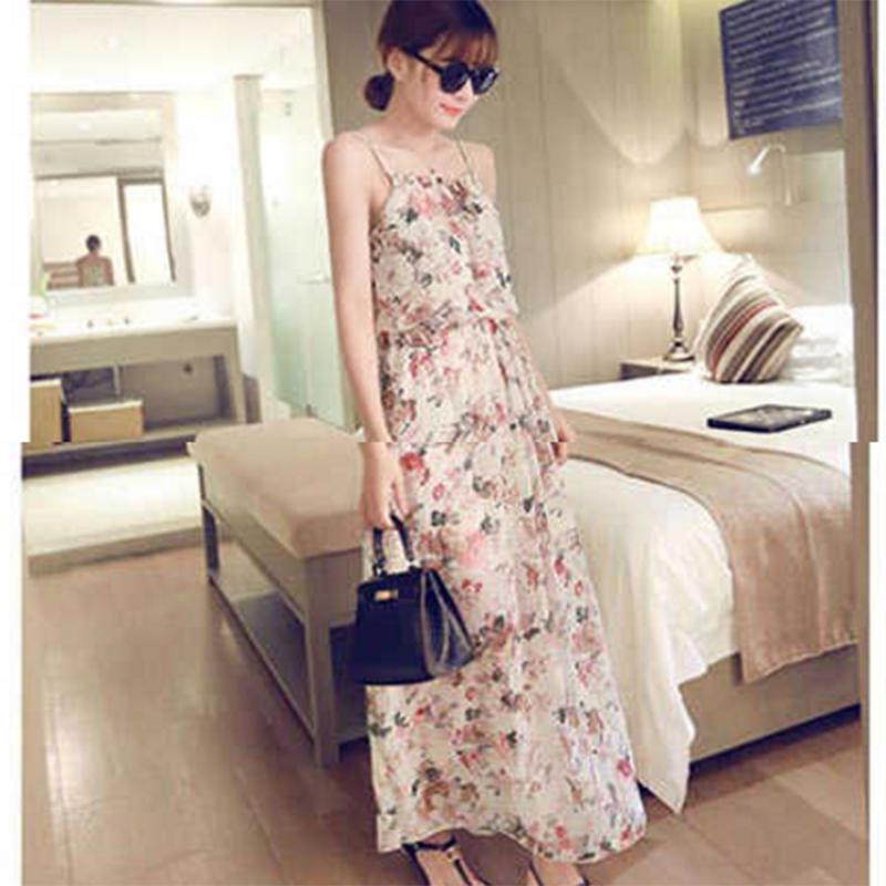 Pofulove Women Summer Dress Set Long Sleeve blouse Long Floral slip Dress Two-Piece Top Dress suit