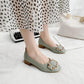 Breathable Casual Shoes Fairy Single Shoes Spring and Autumn Pumps Mid-heel Thick Heel Summer Beanie Shoes Leather Shoes Mother Shoes