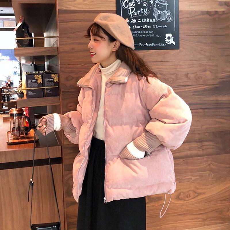 Cotton Jacket Women Short Bread Winter Korean Version Loose Thick BF Cotton Corduroy Jacket Cotton Coat