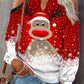 Elk Print T-Shirt Round Neck Off Shoulder Top Christmas Ladies Vintage Long Sleeve Shirt Women Sexy Tops Harajuku Graphic Tee