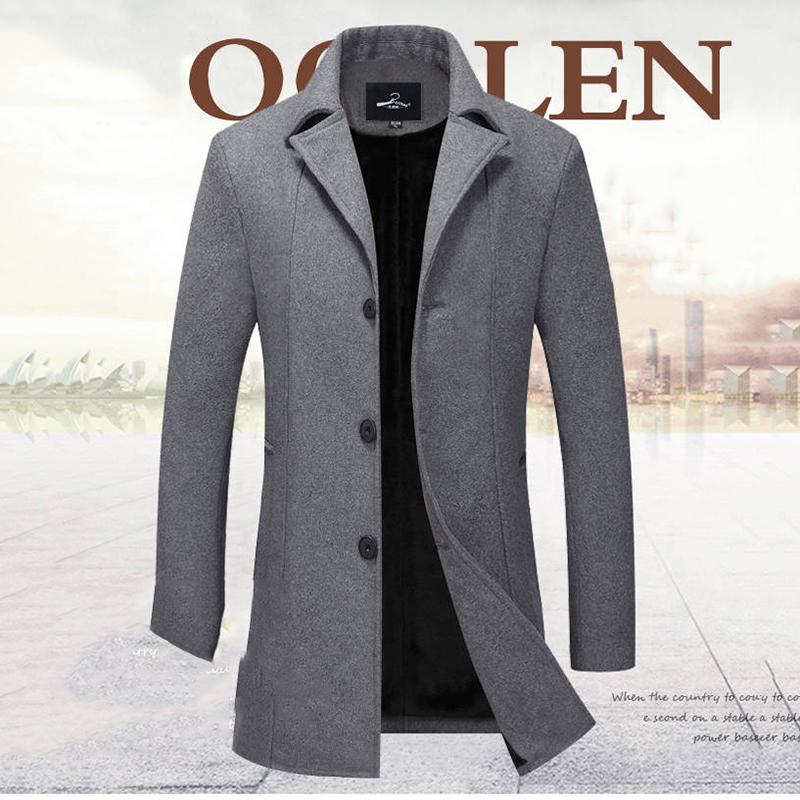 Men's Jacket Wool Long Coat Men Casual Warm Business Casual Overcoat Mens Woolen Jackets Parka Male