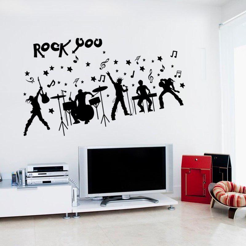 Sticker Rock Music Wall Sticker for Ktv Bar Music Dance Studio Decorative Decals Murals