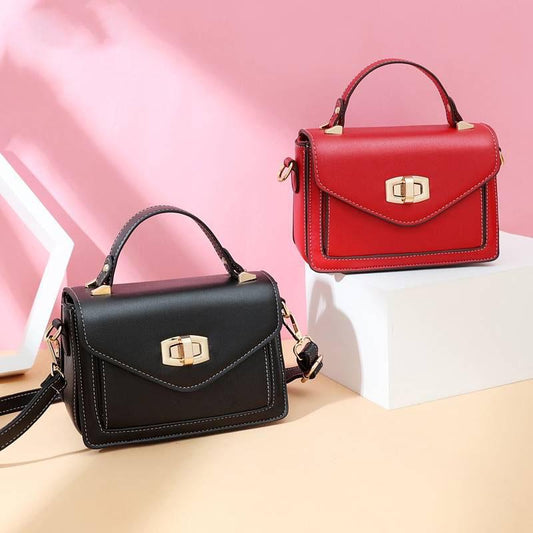 Crossbody Bag Women Solid Color Leather Anti-theft Large Capacity Wear Lock Buckle Hand Shoulder Bag
