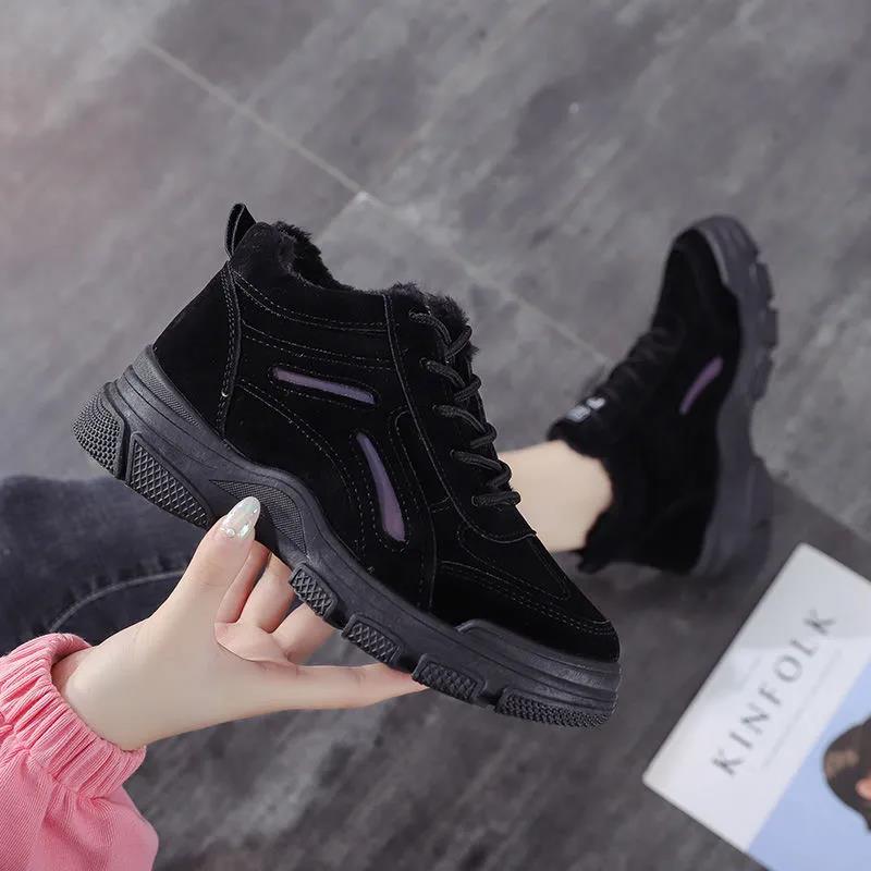 Winter Martin Boots Women Plus Velvet Cotton Shoes British Style All-match Warm and Comfortable Non-slip Shoes