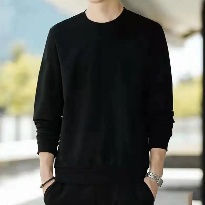 Sweater All-match Solid Color Sweater Men Loose Long-sleeved Sweater Autumn Couple Sweater Pullover Bottoming Sweater Plus Velvet