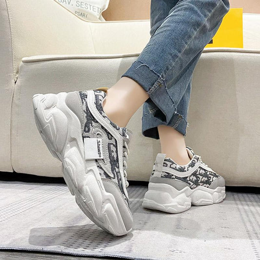 Ladies Thick-soled Height-increasing Shoes Fashion All-match Casual Sports Shoes Spring and Summer Outdoor Running Breathable Clearance Shoes