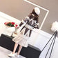 Mid-length Loose Color Sweater Spring and Autumn Pullover Knit Bottoming Shirt Splicing Color Long-sleeved Bright Top