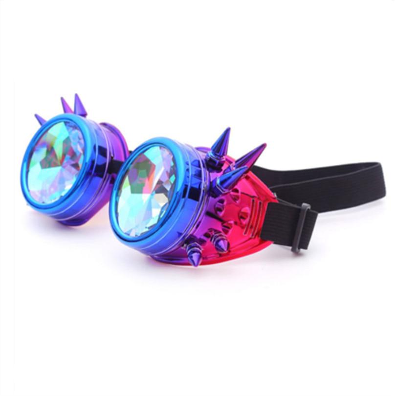 NEW Gothic Holographic Rave Festival Kaleidoscope Glasses Steampunk Sunglasses Goggles Men Women Cos
