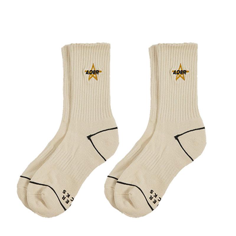 Two Pairs of Women's Stockings Five-pointed Star Embroidery All-match Fashion Sports Cotton Street Stockings