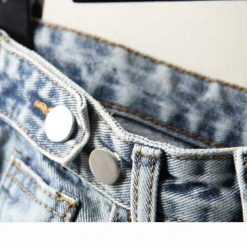 Plus size hole nine points jeans women loose thin straight harem pants fat sister beggar pants