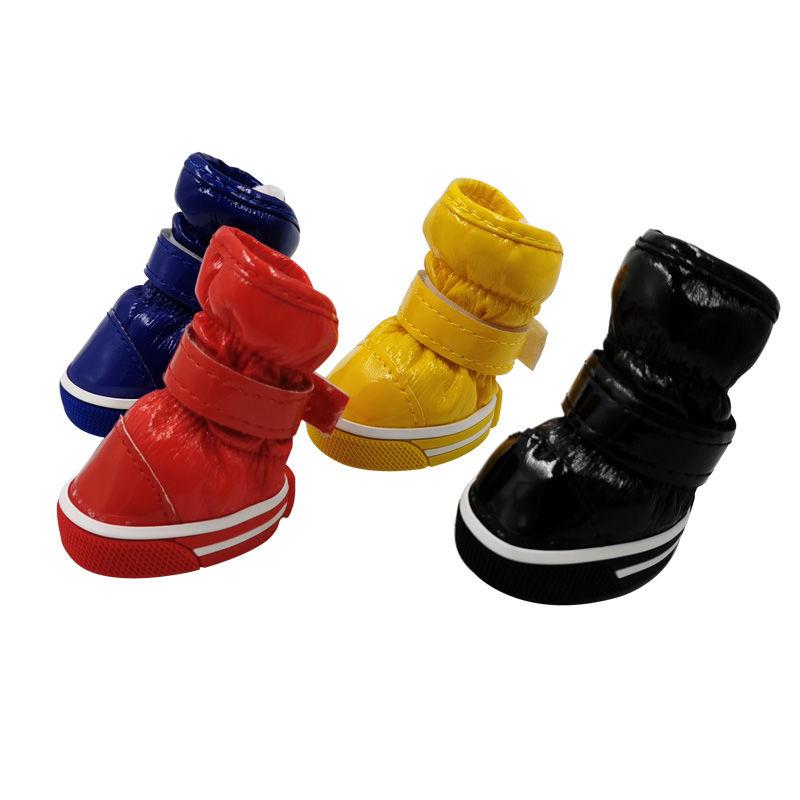 Pet Shoes 4 Pieces Outdoor Indoor Dog Shoes Teddy Winter Shoes Bichon Pet Dog Walking Shoes Snow Boots Keep Warm Cotton Boots Wear-resistant Boots