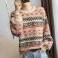 Round Neck Vintage Jacquard Woollen Sweater Women  Loose Outer Wear/bottoming  Knitted Pullover Top