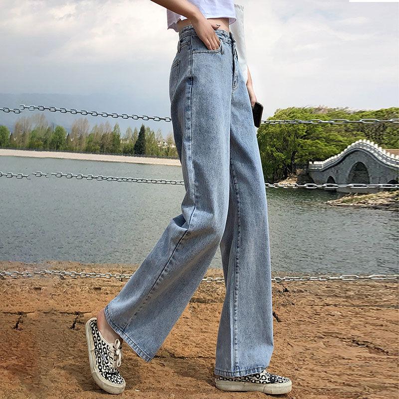 Jeans Women Loose All-match Trend Ins2022 Spring and Autumn New Hollow Design High Waist Wide Leg Pants
