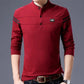 Men's Long-sleeved Polo Shirt Stand Collar Lapel Stripes Sweatshirt Bottoming Shirt Loose Casual Solid Color Shirt