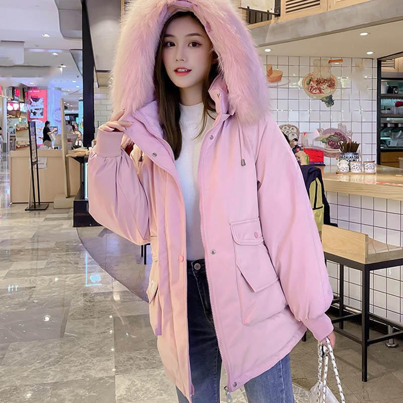 Parker Down Padded Jacket Women Fall/winter Loose Plus Velvet Padded Padded Mid-length Padded Jacket