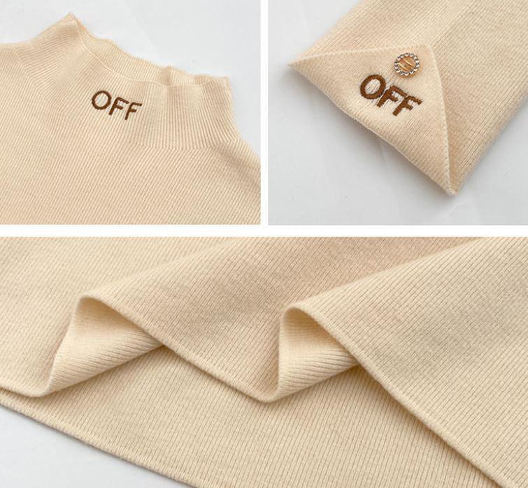 Women's Half Turtleneck German Velvet Bottoming Shirt Solid Color Letter Embroidery Slim Sweater