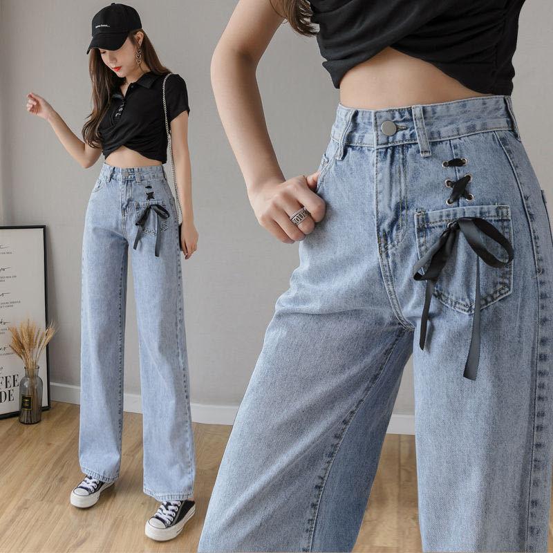 High-waisted Wide-leg Jeans Women's 2022 Spring New Loose Korean Version Student Slimming Straight-leg Mopping Pants