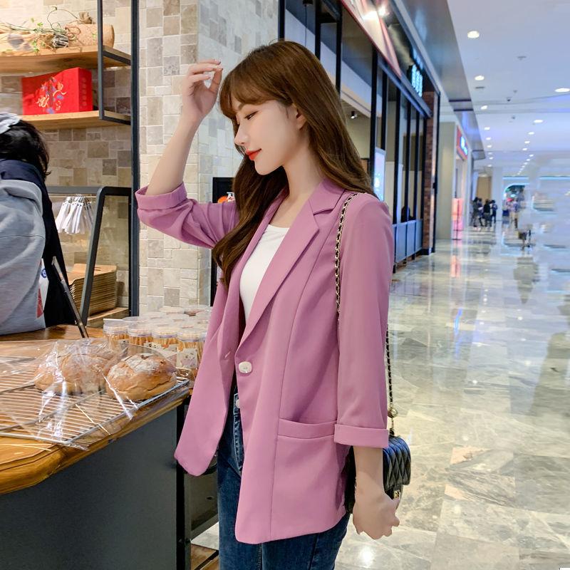 Mid-sleeve Chiffon Blazer Women's Short Slim Slimming Sunscreen Clothing Thin Temperament Suit Jacket Women's Long-sleeved Thin Jacket