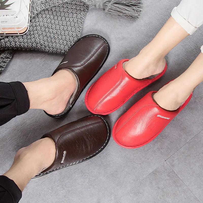 Home Slippers Winter Warm Women Waterproof Non-Slip Indoor Shoes Cotton Men Anti-slip Ladies Soft Slides Memory Foam Couples