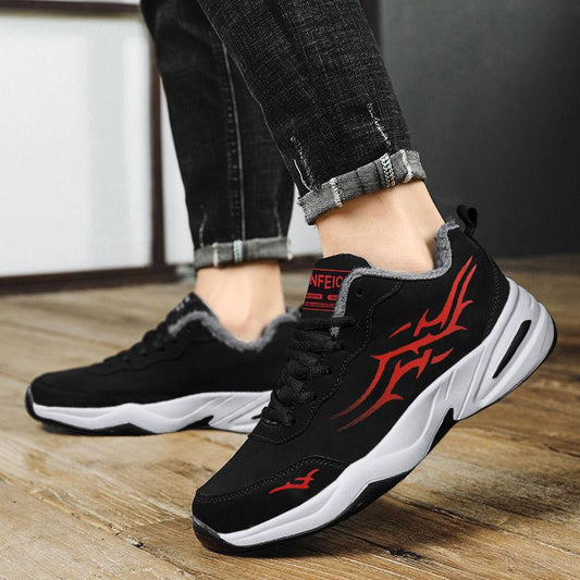 Autumn and Winter Men's Shoes Plus Velvet Warm Cotton Shoes Non-slip Soft Bottom Sports Casual Shoes All-match