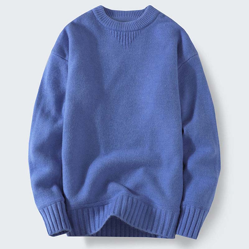Autumn and Winter Round Neck Sweater Men's Plus Velvet Thickening Sweater Youth Student Pullover