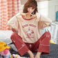 Cotton Pajamas for Women Long Sleeve Pyjamas Set Pullover Sleepwear Suit Cartoon Cute Nightwear Loose Casual Home Wear Spring Autumn Tops Pants Sets