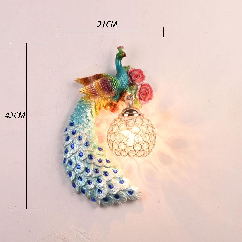 Luxury peacock crystal wall lamp Nordic bedroom bedside living room TV background led wall lamp