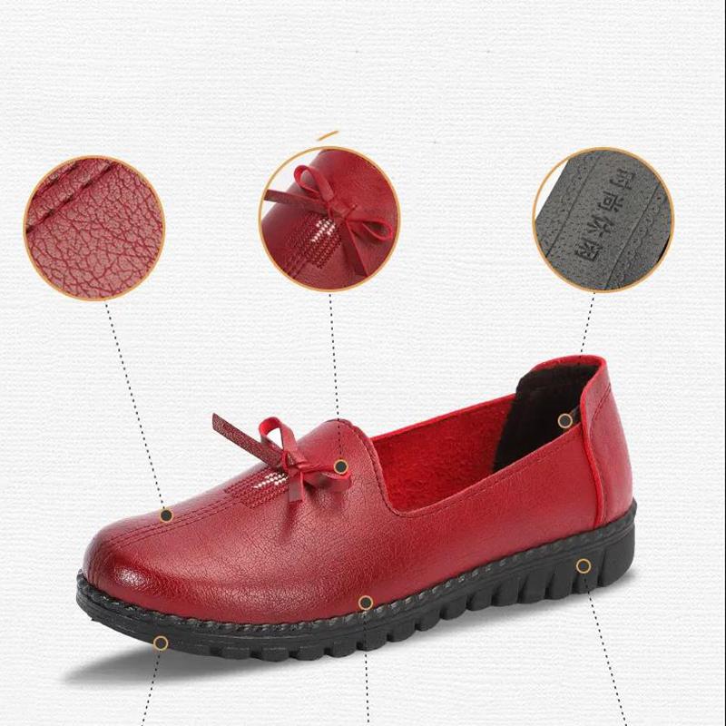Non-slip Soft Mother Shoes Slip-on Casual Women's Shoes Soft Leather Soft Bottom Non-slip Leather Shoes Single Shoes